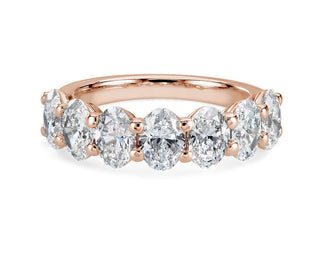 14k rose gold oval diamond ring with seven stones (3 carat total weight)