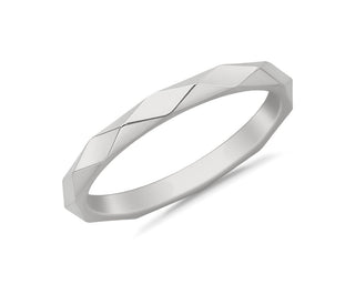 Platinum Stackable Beveled Triangle High Polish Ring (2mm)