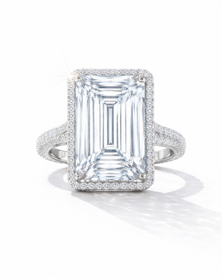 The Neptunes Signature Emerald Cut Halo Engagement Ring