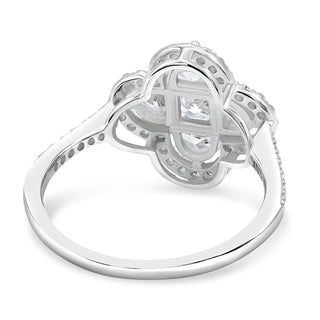 2.0 Ct. Flawless Simulated Diamond Clover Ring in 14K Plated White Gold