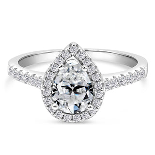 2.5 Ct. LGD Pear Halo Engagement Ring in 14K White Gold