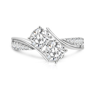 1.305 CTW LGD Diamond Two-Stone Pave Engagement Ring | Neptunes Jewelry