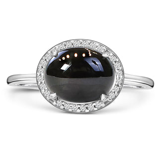 3.02 grams Natural Onyx Diamond Halo-Style Ring