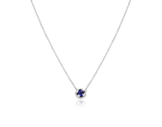 2.09 grams Natural Sapphire Diamond Blue Sapphire Beaded Bezel Necklace