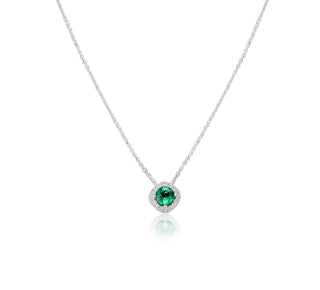 Lab-Grown Diamond  Emerald and .08 CTW Natural Necklace