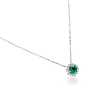 Lab-Grown Diamond  Emerald and .08 CTW Natural Necklace