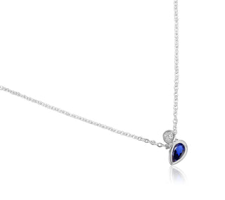 2.69 grams Natural Sapphire Blue Sapphire Diamond Bezel-Set Necklace