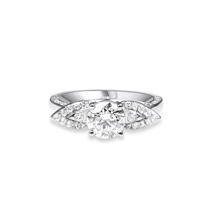 1.483 LGD Diamond Leaf Accent Engagement Ring