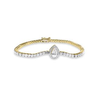 3.97 CTW LGD Diamond Pear-Shaped Halo Tennis Bracelet | Neptunes Jewelry