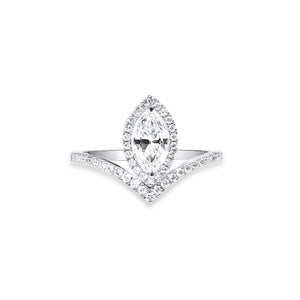 0.798 LGD Diamond V-Shaped Pave Engagement Ring