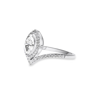 0.798 LGD Diamond V-Shaped Pave Engagement Ring