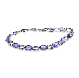 14KT Elegant Natural Amethyst Oval Bracelet | Neptunes Jewelry