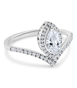 0.798 CTW LGD Diamond Double V-Shaped Pave Engagement Ring | Neptunes Jewelry