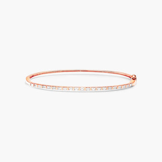 14K Rose Gold Baguette Diamond Bangle