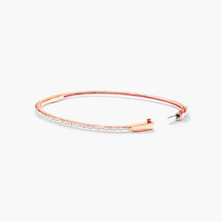 14K Rose Gold Baguette Diamond Bangle