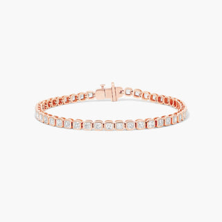 14K Rose Gold Bezel Asscher Cut Diamond Tennis Bracelet