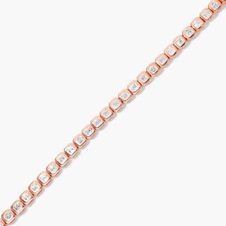 14K Rose Gold Bezel Asscher Cut Diamond Tennis Bracelet