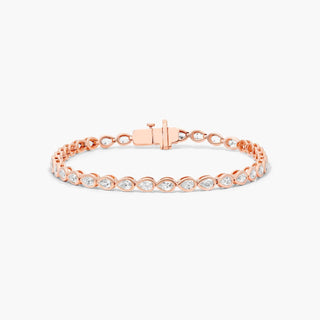 14K Rose Gold Bezel Pear Shape Diamond Tennis Bracelet