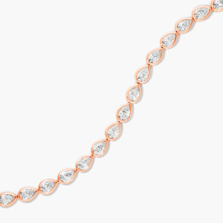 14K Rose Gold Bezel Pear Shape Diamond Tennis Bracelet