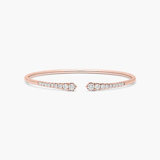 14K Rose Gold Diamond Arrowhead Cuff Bracelet