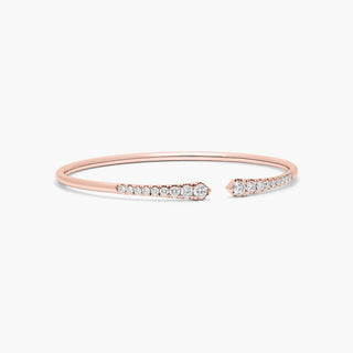 14K Rose Gold Diamond Arrowhead Cuff Bracelet