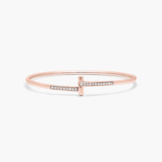 14K Rose Gold Diamond Hinge Bangle