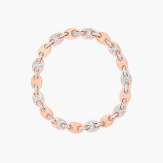 14K Rose Gold Mariner Chain Lab-Created Diamond Bracelet