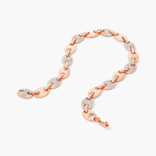 14K Rose Gold Mariner Chain Lab-Created Diamond Bracelet