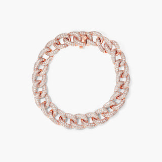 14K Rose Gold Pavé Diamond Curb Chain Bracelet