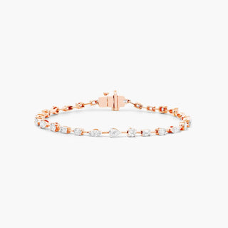 14K Rose Gold Petite Mix Shapes Diamond Tennis Bracelet