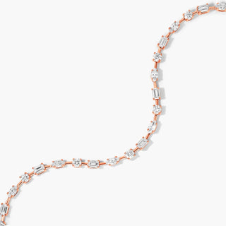 14K Rose Gold Petite Mix Shapes Diamond Tennis Bracelet