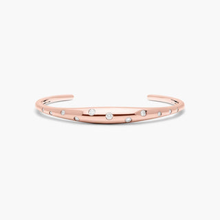 14K Rose Gold  Scattered Diamond Cuff Bracelet