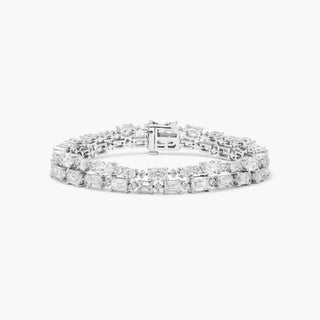 14K White Gold 2 Row Cascading Lab-Created Tennis Bracelet