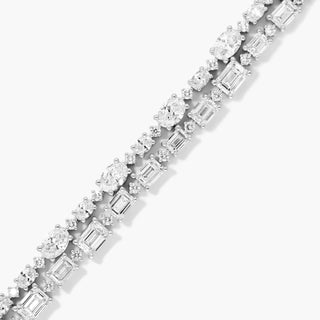 14K White Gold 2 Row Cascading Lab-Created Tennis Bracelet