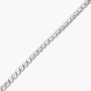 14K White Gold Bezel Asscher Cut Lab-Created Diamond Tennis Bracelet