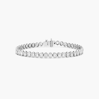 14K White Gold Bezel Oval Cut Diamond Tennis Bracelet