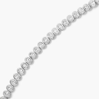 14K White Gold Bezel Oval Cut Diamond Tennis Bracelet