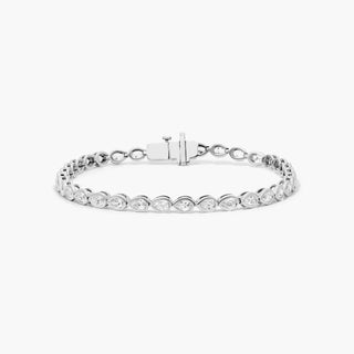 14K White Gold Bezel Pear Shape Lab-Created Diamond Tennis Bracelet