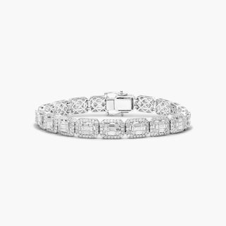 14K White Gold Composite Diamond Line Bracelet