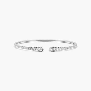 14K White Gold Diamond Arrowhead Cuff Bracelet