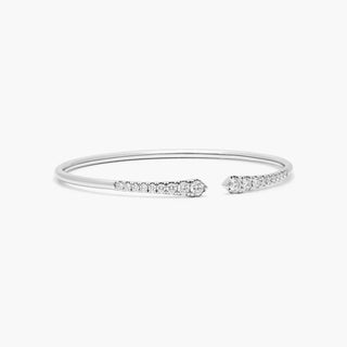 14K White Gold Diamond Arrowhead Cuff Bracelet