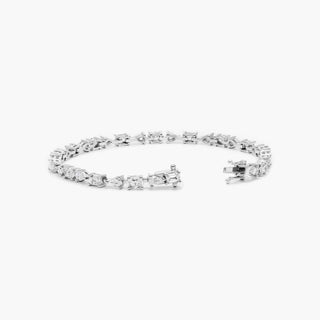 14K White Gold Fancy Array Lab-Created Diamond Tennis Bracelet