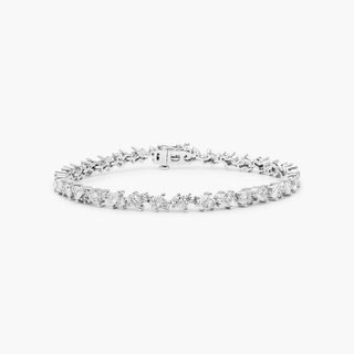 14K White Gold Fancy Mélange Lab-Created Diamond Tennis Bracelet