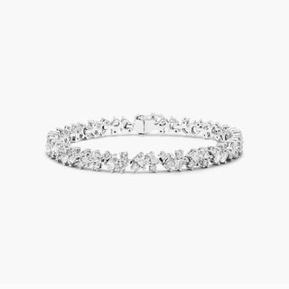 14K White Gold Fancy Scatter Lab-Created Diamond Tennis Bracelet