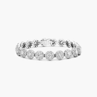 Tennis bracelet with a 14K white gold lab-created diamond peony