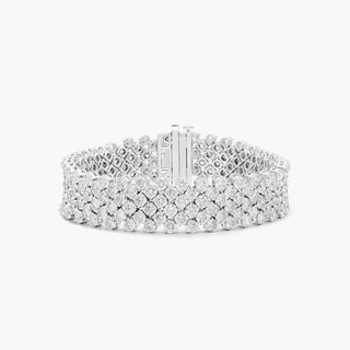 14K White Gold Mesh Lab-Created Diamond Bracelet