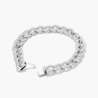 14K White Gold Pavé Diamond Curb Chain Bracelet