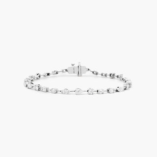 14K White Gold Petite Mix Shapes Diamond Tennis Bracelet