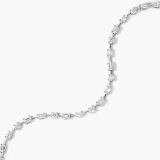 14K White Gold Petite Mix Shapes Diamond Tennis Bracelet