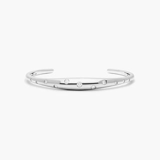 14K White Gold  Scattered Diamond Cuff Bracelet